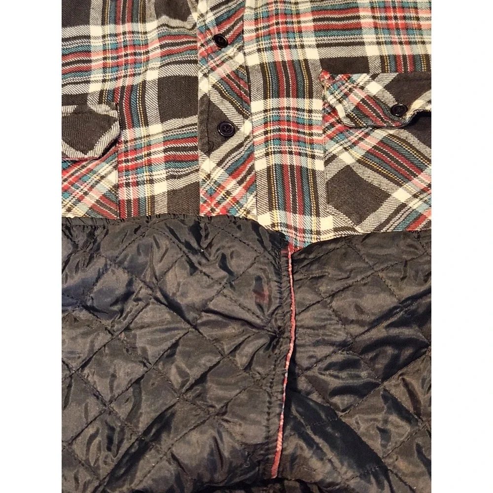 Dickies Mens 2XL Quilted Lined Flannel Shirt Jacket Plaid Black Red 611PLX